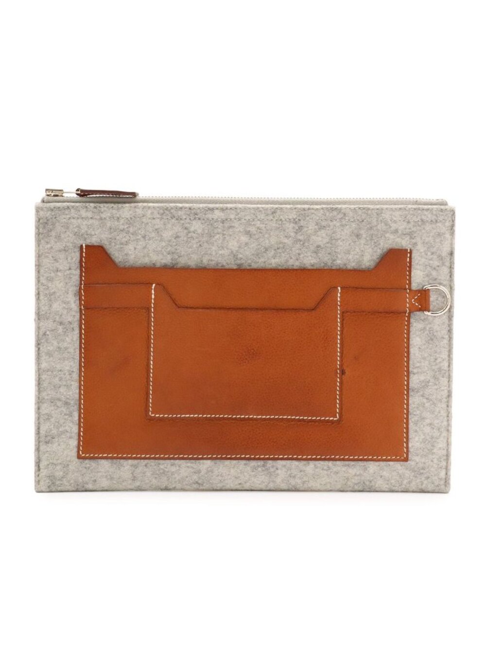 Hermes Toodoo 29 Clutch Second Pouch Business Felt Veau Epsom Light Gray Brown